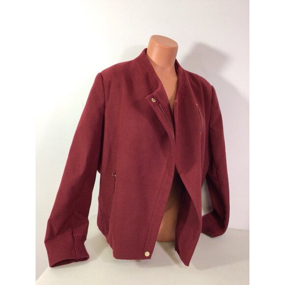 Deep Cherry Coat Oversized Bouclé Womens XL - Picture 8 of 14